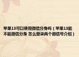 蘋果13可以使用微信分身嗎（蘋果13能不能微信分身 怎么登錄兩個(gè)微信號(hào)介紹）