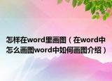 怎樣在word里畫圖（在word中怎么畫圖word中如何畫圖介紹）