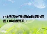 rh血型系統(tǒng)只檢測rhd抗原的原因（Rh血型系統(tǒng)）