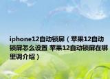 iphone12自動鎖屏（蘋果12自動鎖屏怎么設(shè)置 蘋果12自動鎖屏在哪里調(diào)介紹）