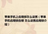 蘋果手機上應用鎖怎么設置（蘋果手機應用鎖在哪 怎么設置應用鎖介紹）