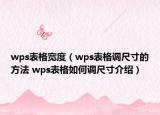 wps表格寬度（wps表格調(diào)尺寸的方法 wps表格如何調(diào)尺寸介紹）