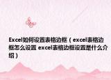 Excel如何設(shè)置表格邊框（excel表格邊框怎么設(shè)置 excel表格邊框設(shè)置是什么介紹）