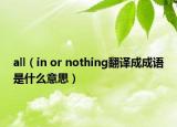 all（in or nothing翻譯成成語是什么意思）