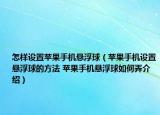 怎樣設置蘋果手機懸浮球（蘋果手機設置懸浮球的方法 蘋果手機懸浮球如何弄介紹）