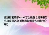 成績(jī)排名降序excel怎么設(shè)置（成績(jī)表怎么降序排名次 成績(jī)表如何排名次降序介紹）