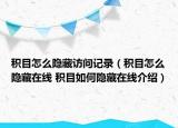 積目怎么隱藏訪問記錄（積目怎么隱藏在線 積目如何隱藏在線介紹）