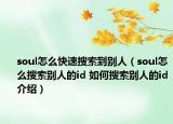 soul怎么快速搜索到別人（soul怎么搜索別人的id 如何搜索別人的id介紹）