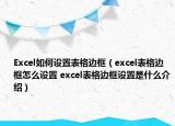 Excel如何設(shè)置表格邊框（excel表格邊框怎么設(shè)置 excel表格邊框設(shè)置是什么介紹）