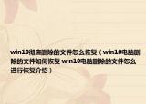 win10徹底刪除的文件怎么恢復(fù)（win10電腦刪除的文件如何恢復(fù) win10電腦刪除的文件怎么進(jìn)行恢復(fù)介紹）