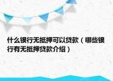 什么銀行無抵押可以貸款（哪些銀行有無抵押貸款介紹）