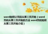 word如何讓頁碼從第三頁開始（word頁碼從第三頁開始的方法 word頁碼如何從第三頁開始介紹）