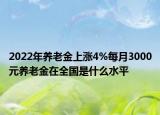 2022年養(yǎng)老金上漲4%每月3000元養(yǎng)老金在全國是什么水平