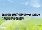 皖惠保66元的保險(xiǎn)保什么大病2022皖惠保參保時(shí)間