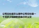 公司交社保怎么操作公司交社保一個月多少錢辭職后自己怎么交