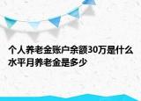 個(gè)人養(yǎng)老金賬戶(hù)余額30萬(wàn)是什么水平月養(yǎng)老金是多少