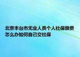 北京豐臺(tái)市無業(yè)人員個(gè)人社保繳費(fèi)怎么辦如何自己交社保