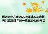 延遲退休方案2022年正式實施表格嗎70后退休年齡一覽表2022參考版