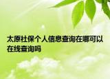 太原社保個(gè)人信息查詢?cè)谀目梢栽诰€查詢嗎