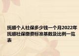 撫順個人社保多少錢一個月2022年撫順社保繳費(fèi)標(biāo)準(zhǔn)基數(shù)及比例一覽表