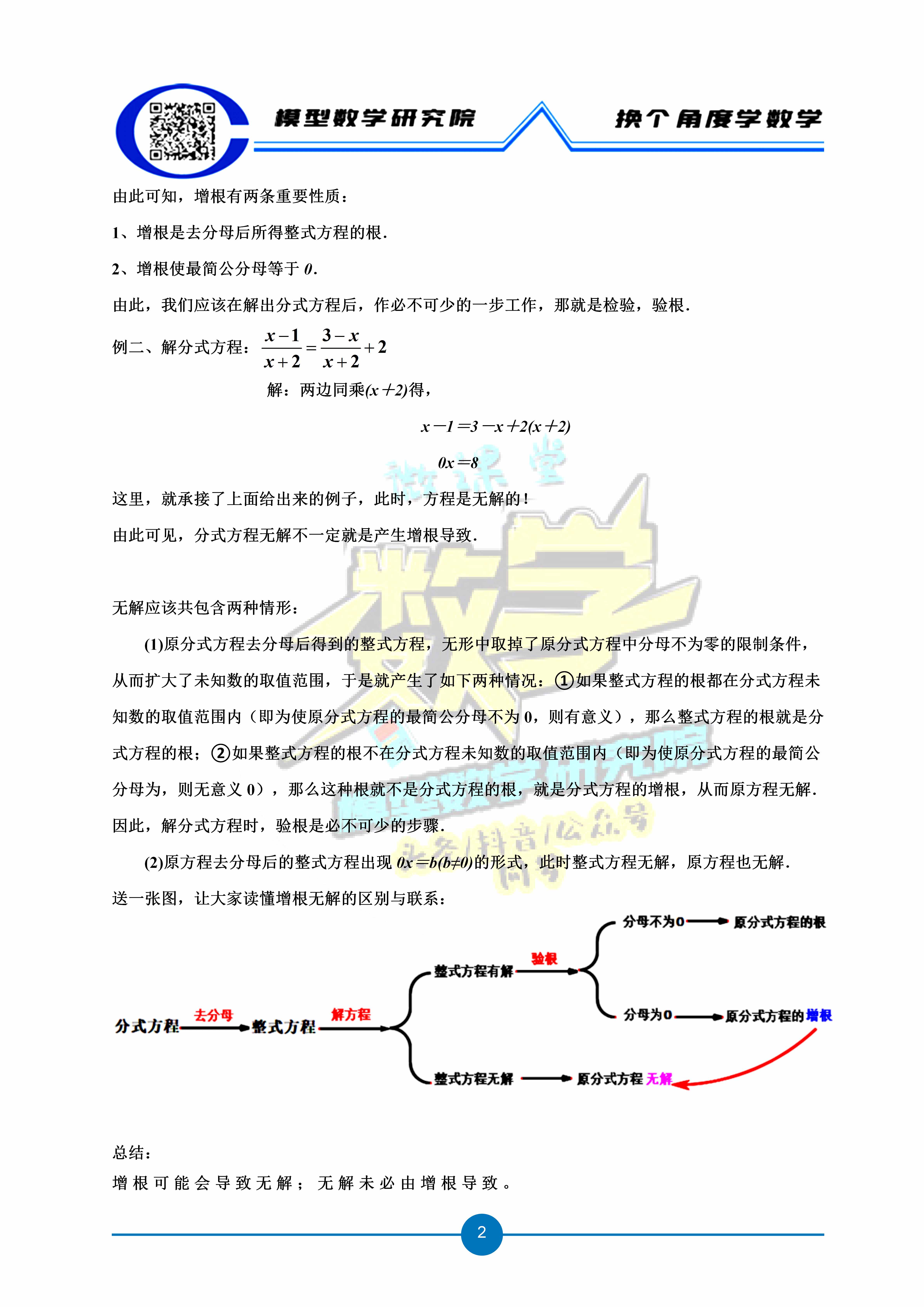 淺談分式方程的增根和無(wú)解