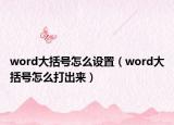 word大括號怎么設(shè)置（word大括號怎么打出來）