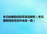 冬日的暖陽閱讀答案及解析（冬日暖陽閱讀答案作者查一路）