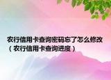 農(nóng)行信用卡查詢密碼忘了怎么修改（農(nóng)行信用卡查詢進(jìn)度）