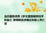 當(dāng)日最新消息 2歲女童因保姆玩手機(jī)墜亡 律師解讀涉嫌過失致人死亡罪