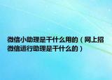 微信小助理是干什么用的（網(wǎng)上招微信運行助理是干什么的）