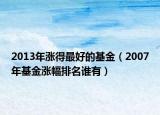 2013年漲得最好的基金（2007年基金漲幅排名誰有）