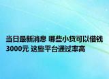 當日最新消息 哪些小貸可以借錢3000元 這些平臺通過率高