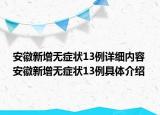 安徽新增無(wú)癥狀13例詳細(xì)內(nèi)容 安徽新增無(wú)癥狀13例具體介紹