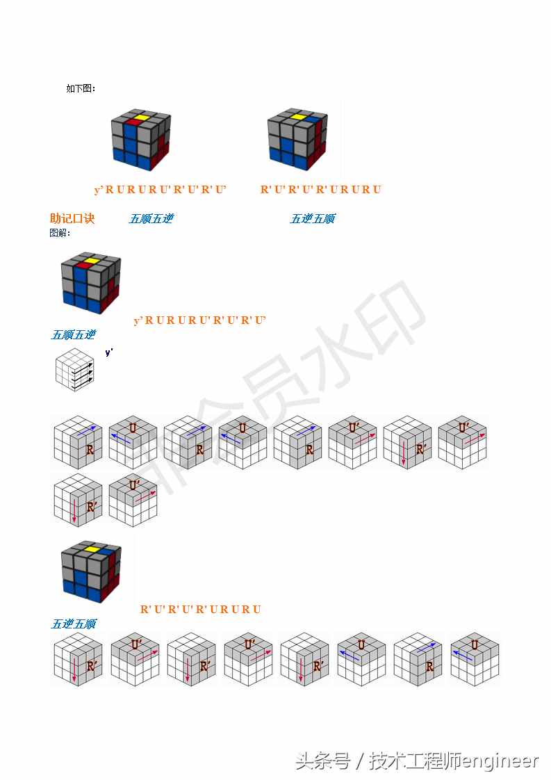 簡單易學(xué)的還原魔方的常用口訣公式及圖解