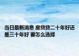 當日最新消息 房貸貸二十年好還是三十年好 要怎么選擇