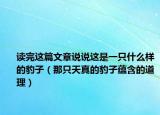 讀完這篇文章說(shuō)說(shuō)這是一只什么樣的豹子（那只天真的豹子蘊(yùn)含的道理）