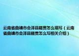 云南省曲靖市會澤縣籍貫怎么填寫（云南省曲靖市會澤縣籍貫怎么寫相關介紹）