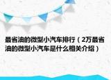 最省油的微型小汽車(chē)排行（2萬(wàn)最省油的微型小汽車(chē)是什么相關(guān)介紹）