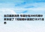 當日最新消息 每畝補貼300元糧補來準信了 7月起糧補直接打卡3個消息