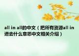 all in all的中文（把所有資源all in進去什么意思中文相關(guān)介紹）