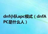 dnf小隊apc模式（dnfAPC是什么人）