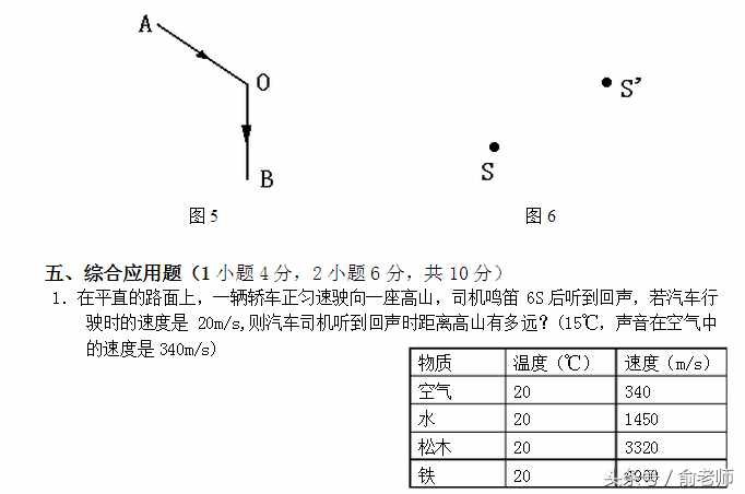 八年級(jí)物理上冊(cè)期末測(cè)試卷及答案，期末了，同學(xué)們測(cè)試一下！