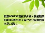 股票600158現(xiàn)在多少錢（我的股票600280該出手了嗎??這只股票的成本是16元.）