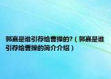 郭嘉是誰引薦給曹操的?（郭嘉是誰引薦給曹操的簡介介紹）