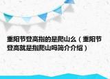 重陽節(jié)登高指的是爬山么（重陽節(jié)登高就是指爬山嗎簡介介紹）