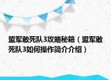 盟軍敢死隊(duì)3攻略秘籍（盟軍敢死隊(duì)3如何操作簡(jiǎn)介介紹）