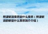 劈波斬浪意思是什么意思（劈波斬浪的斬是什么意思簡介介紹）