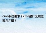 cmo職位要求（cmo是什么職位簡介介紹）