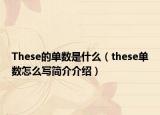 These的單數(shù)是什么（these單數(shù)怎么寫簡介介紹）