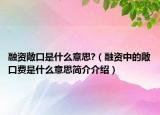 融資敞口是什么意思?（融資中的敞口費是什么意思簡介介紹）